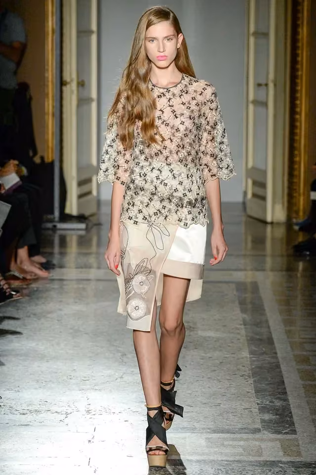 Floral blouse with a layered skirt, Aquilano.Rimondi, 2015