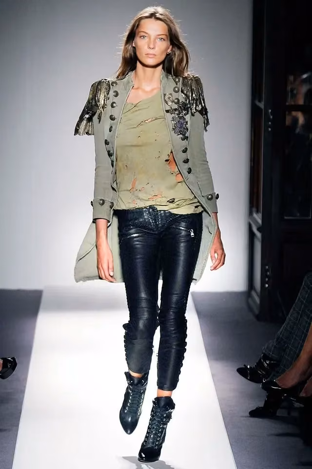 Military-style jacket with distressed separates, Balmain, 2010