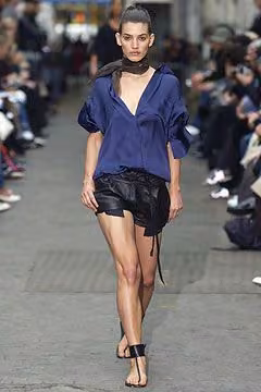 Blue blouse and black shorts, Haider Ackermann, Spring 2004 Ready-to-Wear (shown 2003)