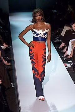Flame-print evening ensemble, Tommy Hilfiger, Spring 2000 Ready-to-Wear (shown 1999)