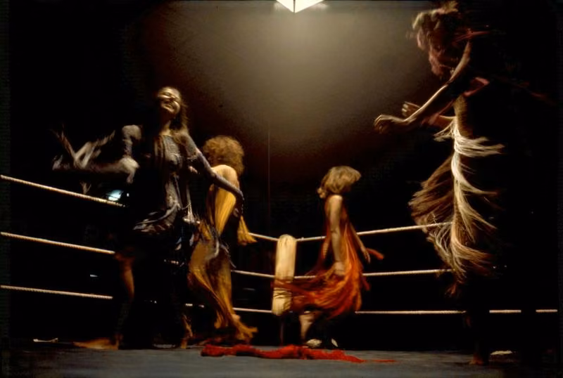 Fringed dresses in archival performance photograph — Ann Salens