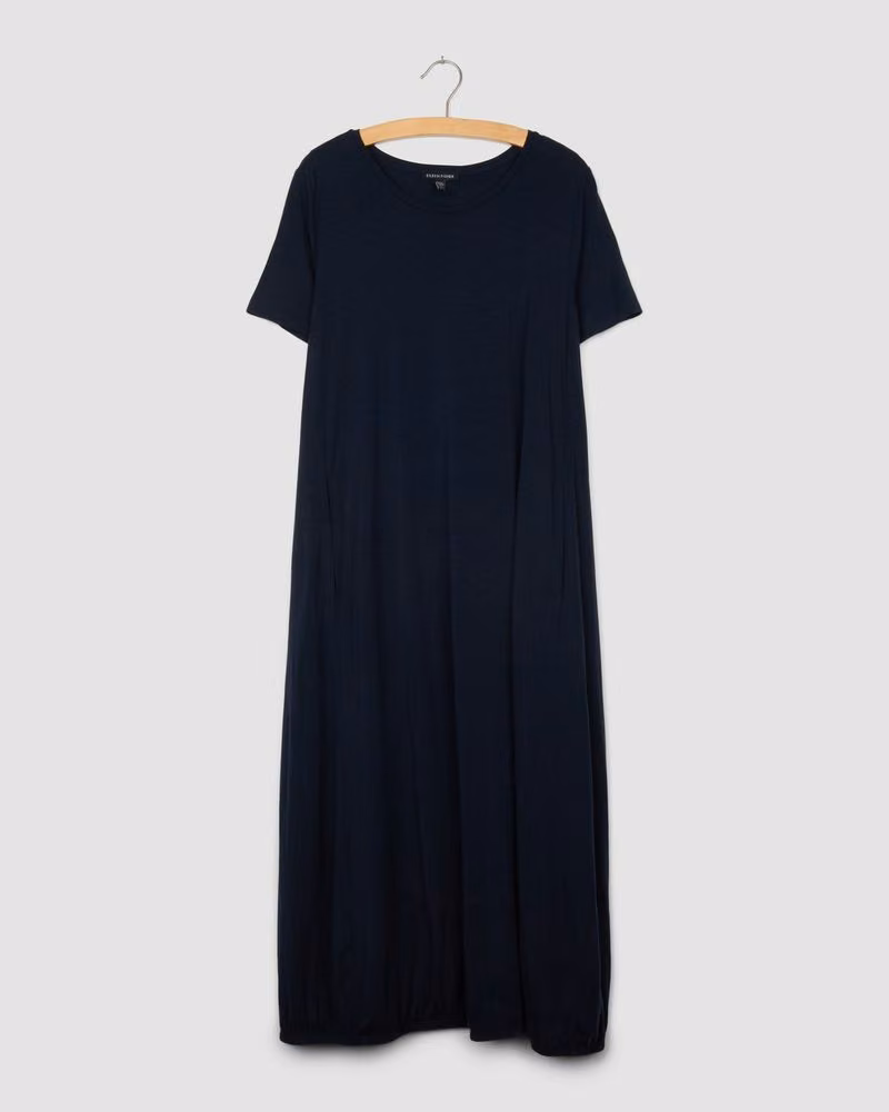 Fine Jersey Lantern Dress, blue — Eileen Fisher