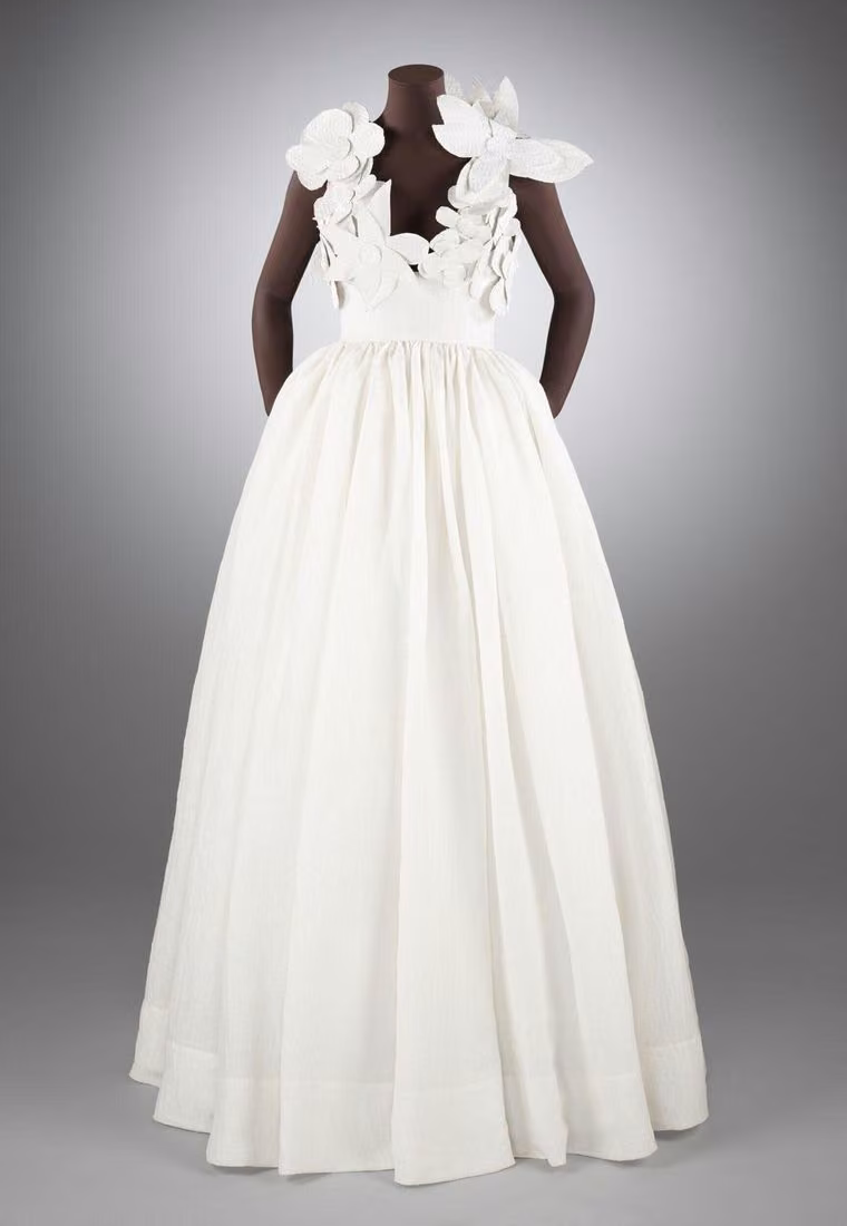 Akouma dress in silk, hemp and Cameroonian bark cloth — Imane Ayissi