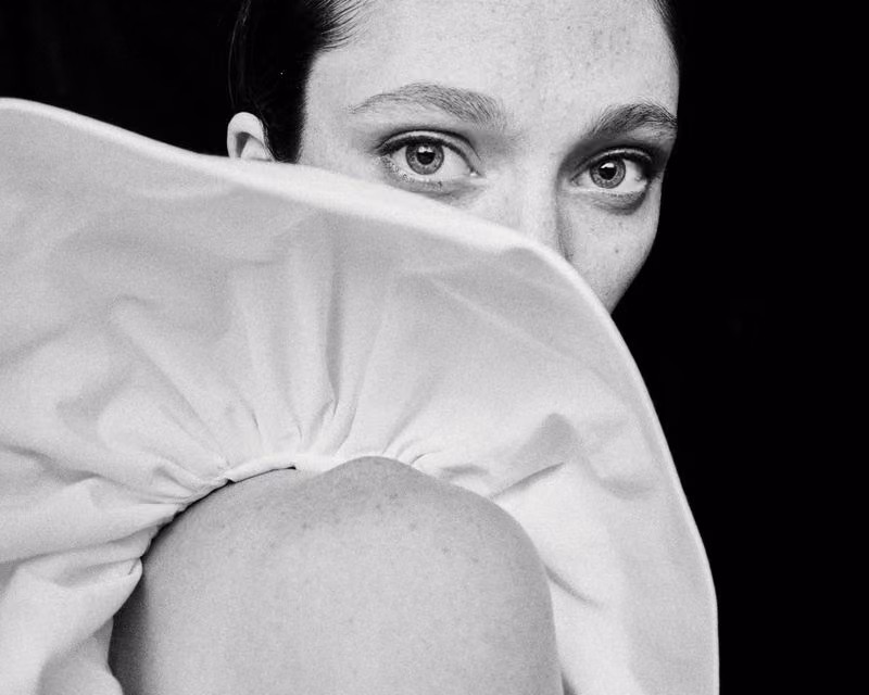 Amilia dress, photograph of sculptural neckline detail — Marie Saint Pierre