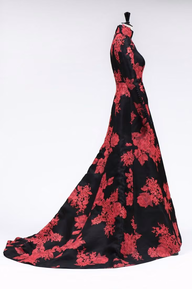 Black-and-pink floral Nobel gown — Pär Engsheden