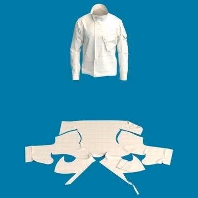 White shirt shown with its flat cutting layout — Rickard Lindqvist