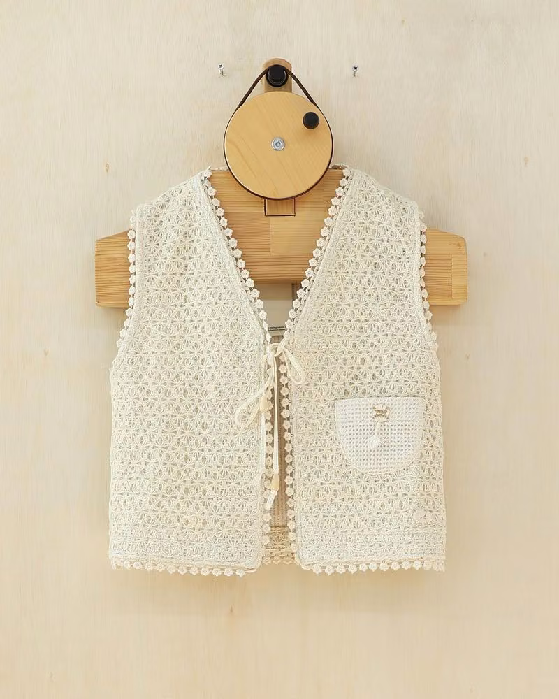White Flower Layered Crochet Vest — Youngshin Hong & Sang Lim Lee