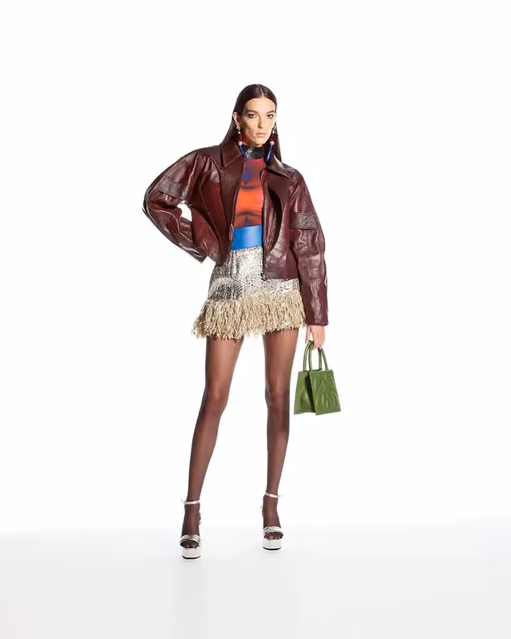 Checked cropped jacket and short skirt — Hussein Bazaza, Date not documented