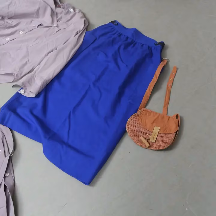 Blue skirt and shoulder bag — Gunilla Pontén, Date not documented