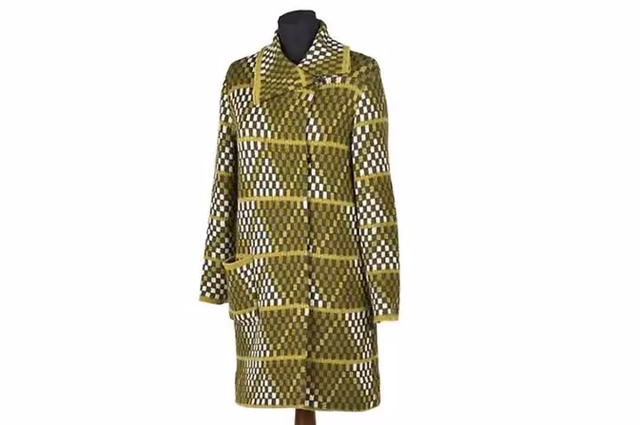 Patterned wool jersey coat — Katja Geiger, 1966