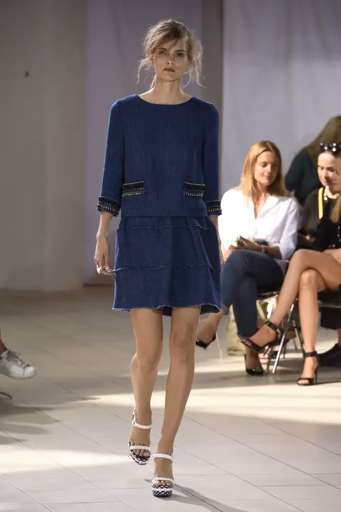 Indigo drop-waist dress with patch pockets — Ole Yde, Spring/Summer 2016