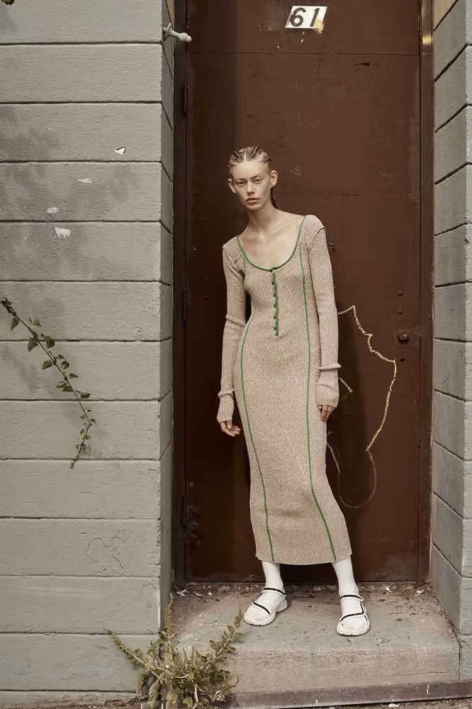 Long neutral tank dress by Josh Goot, Spring 2017 Ready-to-Wear.