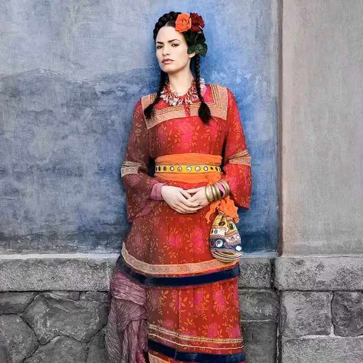 Rose-patterned Frida Kahlo dress — Gudrun Sjödén, 2006
