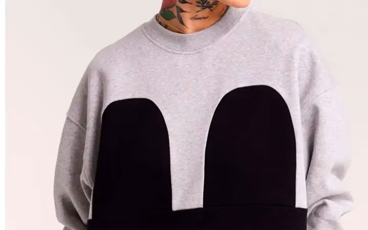 Mickey Square Dress, grey-and-black colour-block detail — Hanna Riiheläinen, Date not documented