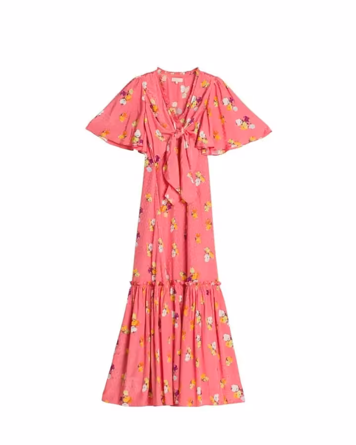 Pink floral long dress — Tine Mollatt, Date not documented