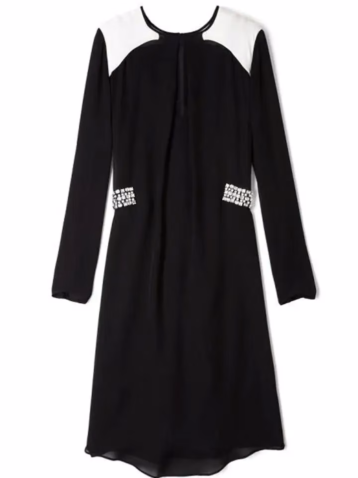 Black dress with contrasting white shoulder panels — Malene Birger, 2013