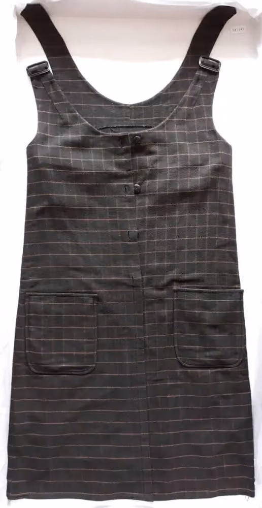 Checked prison pinafore — Riitta Immonen, 1960s–1970s; 1966 uniform design