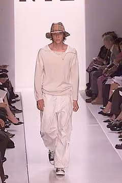 Beige long-sleeved top and pale trousers, Matt Nye, Spring 2000 Ready-to-Wear.
