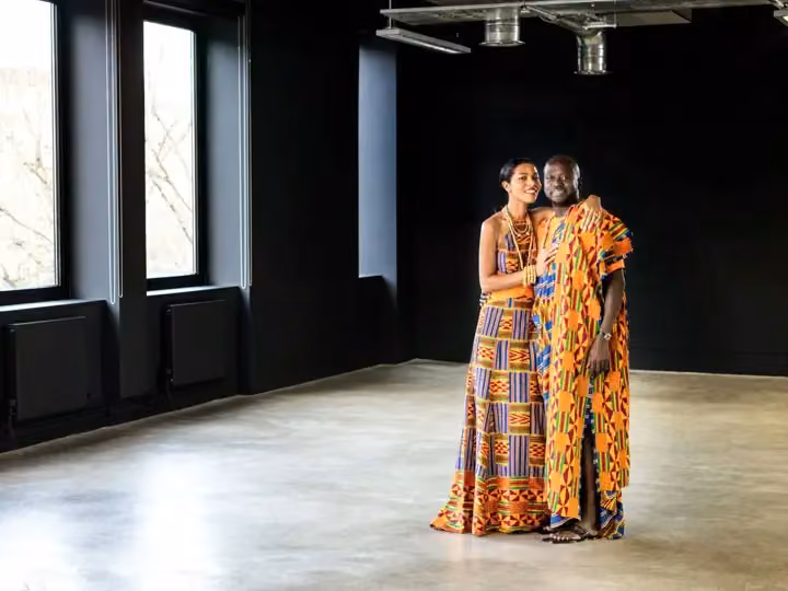 Kente wedding dress for Ashley Shaw-Scott Adjaye — Kofi Ansah, 2014