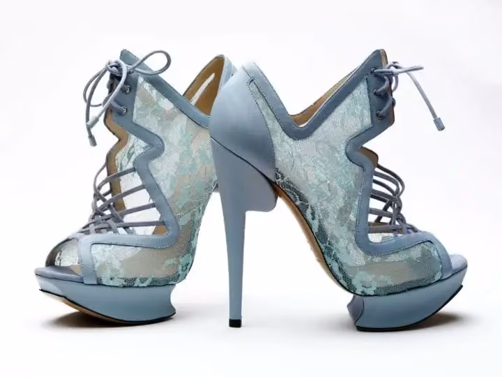 Pale blue lace ankle sandals — Nicholas Kirkwood, 2011
