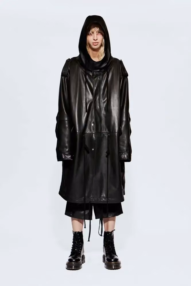 Ellis Black Oversized Leather Parka — Felix von Bahder, Date not documented