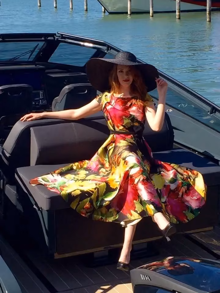Floral full-skirt dress — Jukka Rintala, Date not documented
