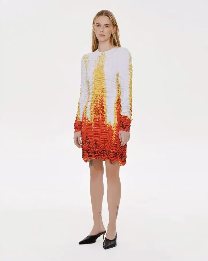 Flame-colored textured dress — Ksenia and Anton Schnaider, Autumn/Winter 2024