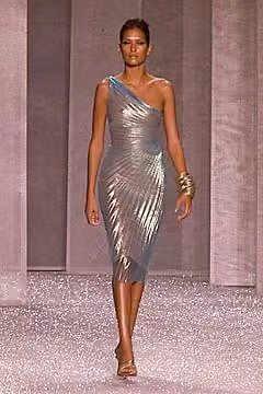 Silver one-shoulder gown — Randolph Duke, Spring 2001 Ready-to-Wear