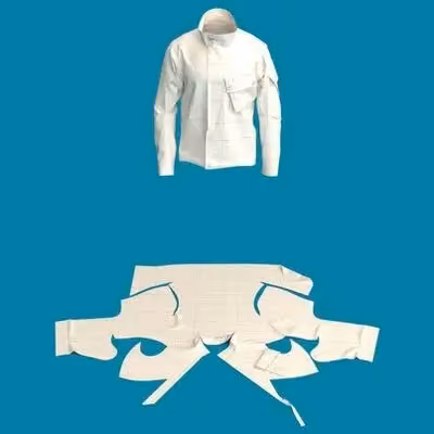White shirt shown with its flat cutting layout — Rickard Lindqvist, Date not documented