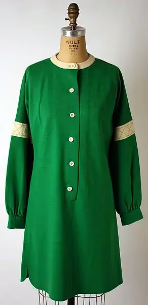 Green button-front minidress — Mary Quant, 1966–67