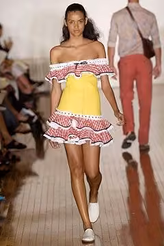 Yellow dress with red ruffles by Sebastian Pons, Spring 2005 Ready-to-Wear.