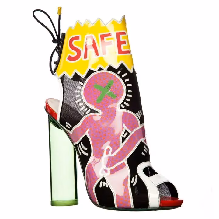 Keith Haring graphic ankle boot — Nicholas Kirkwood, Documented 2012; production date not stated