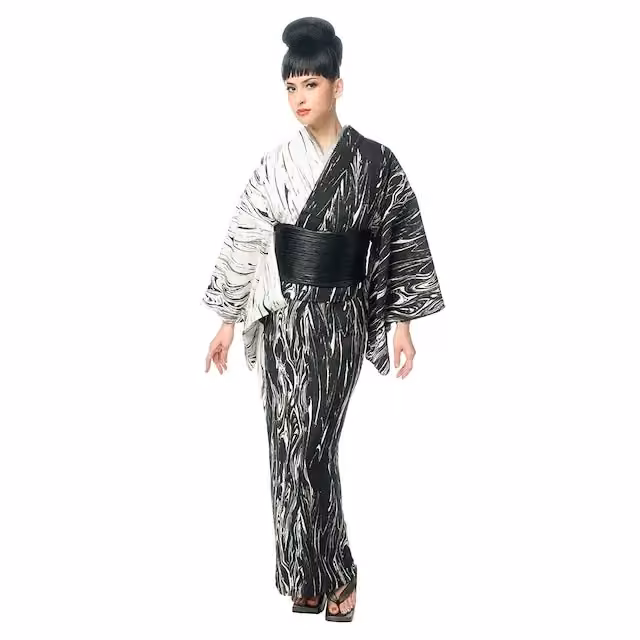Vertical marbling yukata — Junko Koshino, Date not documented
