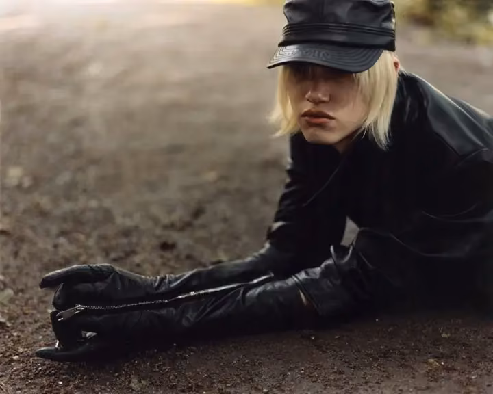 Leather trench coat and leather cap — Jimi Vain, Spring/Summer 2026