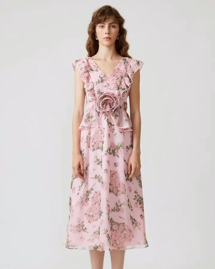 DISAYA l Printed dress with rosette — Disaya Sorakraikitikul, Date not documented