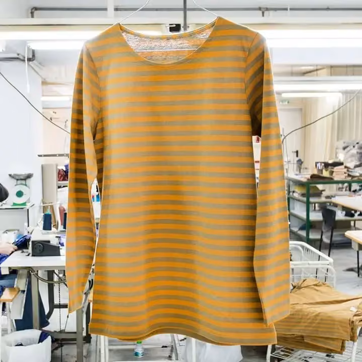 Yellow and grey striped essential dress — Gudrun Sjödén, Date of pictured edition not documented