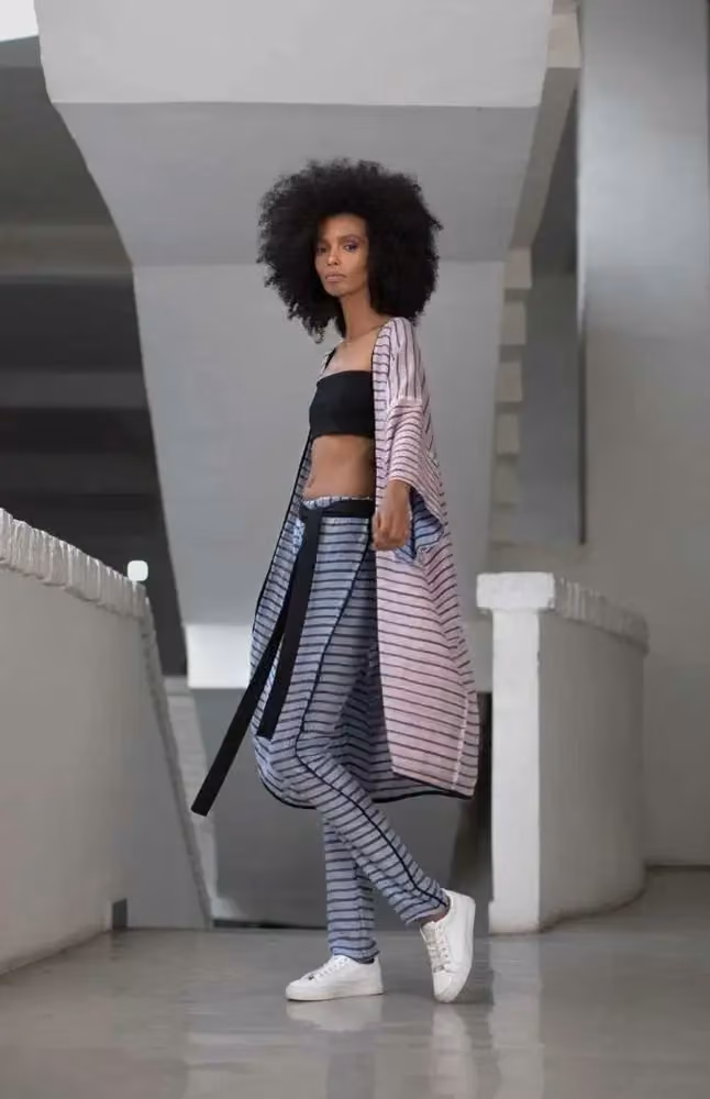 Mafi Mafi — Striped layered trouser ensemble — Mahlet Afework, 2019