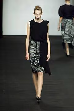 Black top with contrasting skirt panel by Shelley Fox, Fall 2001 Ready-to-Wear.