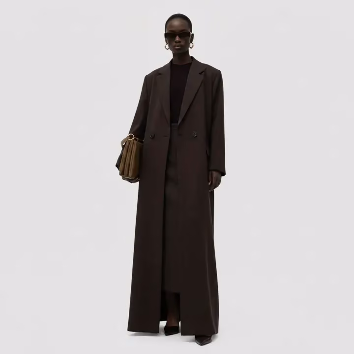 Alison Long Blazer - Chocolate Brown — Faiza Bouguessa, Date not documented