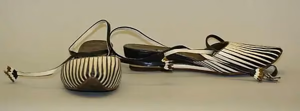 Striped pointed-toe shoes — Andrea Pfister, 1985–87