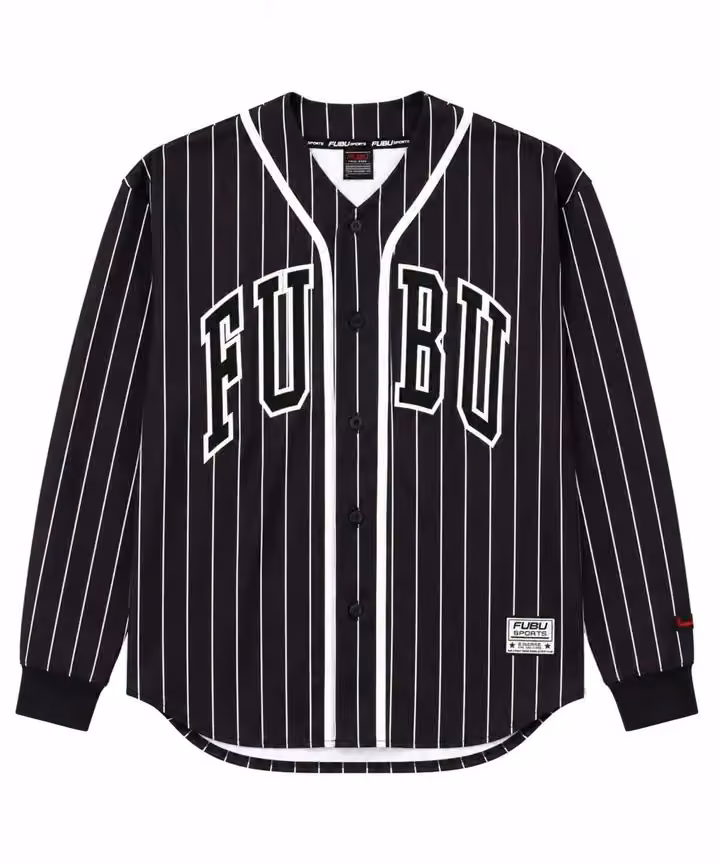 Pinstriped Baseball Shirt, FAM-62714 — Daymond John and the FUBU founders, Date not stated