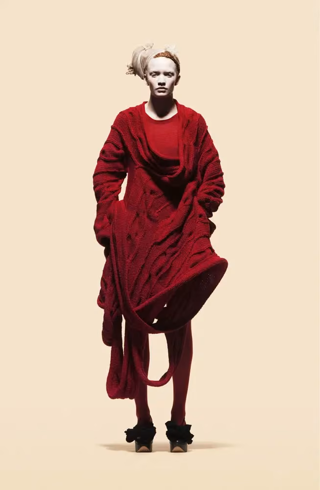 Red sculptural knit dress — Astrid Olsson, Autumn/Winter 2010