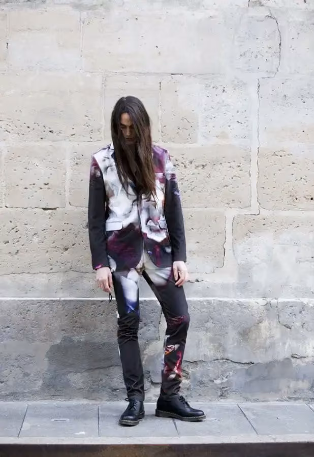Graphic printed jacket and trousers — Anna Laitinen, Autumn/Winter 2010