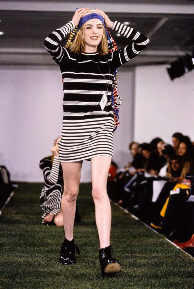 Mixed-stripe knit dress by Christian Francis Roth, Spring 1993 Ready-to-Wear.