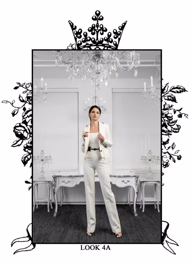 White tailored trouser ensemble — Zang Toi, Spring 2025