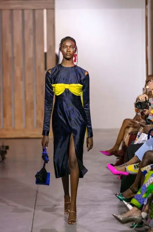 Lisa Folawiyo — Navy dress with yellow bow — Lisa Folawiyo, 2021