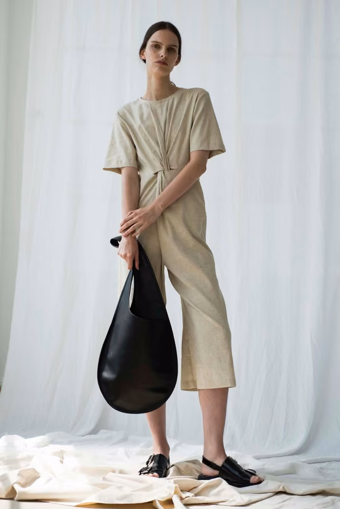 Beige wrap dress, Shaina Mote, Spring 2017 Ready-to-Wear.