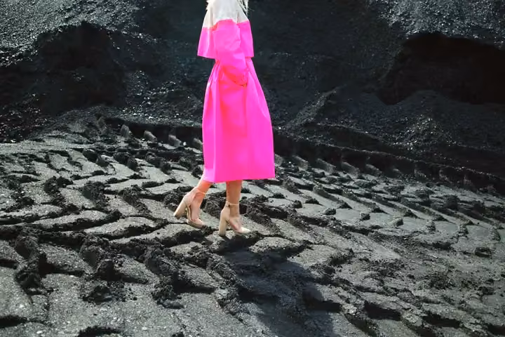 Pink and beige tailored coatdress — Satu Maaranen, 2012; shown at Hyères 2013