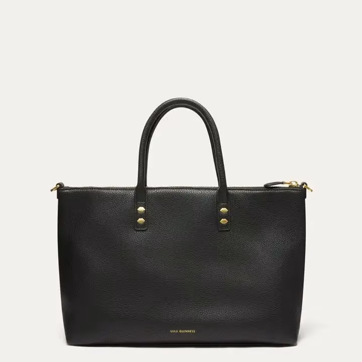BLACK LEATHER FRANCES TOTE — Lulu Guinness, Date not stated
