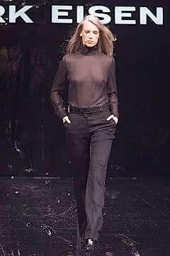 Sheer dark top and trousers by Mark Eisen, Fall 2000 Ready-to-Wear.